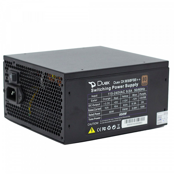 Fonte Duex 850FSE++, 850W, 80 Plus Bronze, PFC Ativo, Full Modular, DX-850FSE++