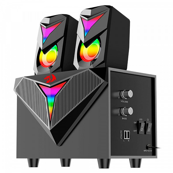Caixa de Som Gamer e Subwoofer Redragon Toccata, 11W RMS, RGB, USB, preto - GS700