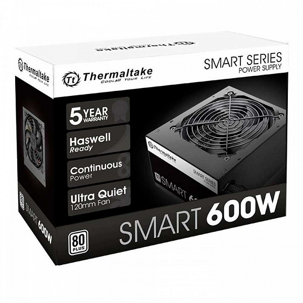 Fonte Thermaltake Smart Series 600W, 80 Plus White, PFC Ativo, PS-SPD-0600NPCWBZ-W