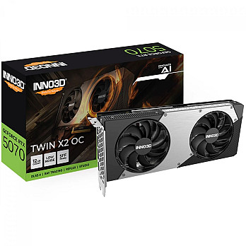 Placa de Vídeo INNO3D NVIDIA GeForce RTX 5070 TWIN X2 OC, 12GB, GDDR7, DLSS, Ray Tracing, N50702-12D7X-195064N