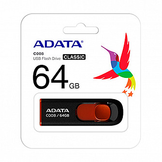 Pendrive Adata C008-64gb-Preto/Vermelho - Ac008-64g-Rkd