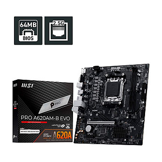 Placa-Mãe MSI PRO A620M-B EVO, AMD AM5, mATX, DDR5 - PROA620AMBEVO