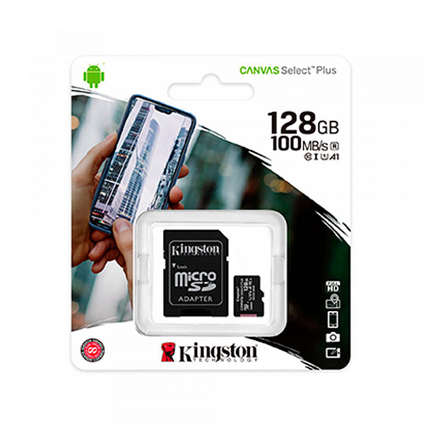 Cartão de Memória Kingston Canvas Select Plus SD Card 128GB Classe 10 UHS-I - SDS2/128GB