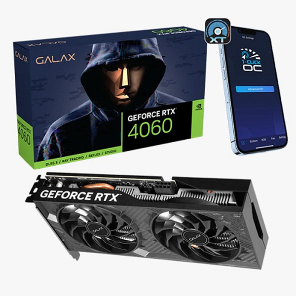 Placa de Vídeo Galax NVIDIA GeForce RTX 4060 1-Click OC 2X, 8GB, GDDR6, DLSS, Ray Tracing, 46NSL8MDAPCO