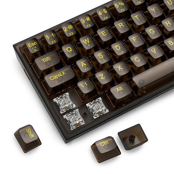 Teclado Mecânico Gamer Redragon Fizz Clear Black, RGB Chroma Mk.II, Cabo USB-C Removível, ABNT2, Preto - K617CTB-RGB