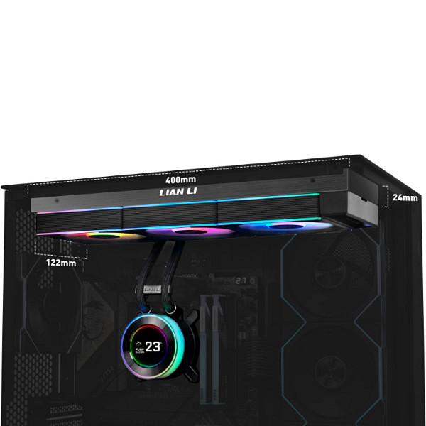 Water Cooler Lian Li Hydroshift II LDC-C 360CL Preto Com Tela IPS com Unifans CL GHS2LCD36RB