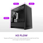 Gabinete Gamer NZXT H3 Flow, Mid Tower, micro-ATX, Lateral em Vidro, Preto - CC-H31FB-01