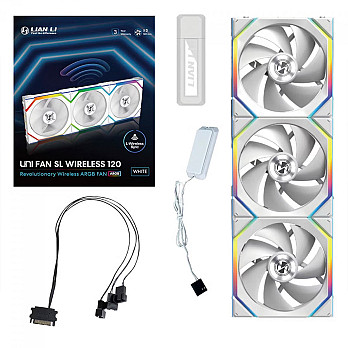 Kit Fan Com 3 Unidades Lian Li Uni Fan SL Wireless, ARGB, 120mm, White, 12SL1W3W