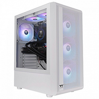 Gabinete Gamer Thermaltake S200 TG ARGB Snow, Mid Tower, Vidro Temperado, ATX, White, Sem Fonte, Com 3 Fans, CA-1X2-00M6WN-00