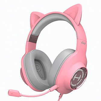 Headset Gamer Gatinho Edifier G2II Pink Cat, RGB, 7.1 Virtual Som Surround, Drivers 50mm, Rosa - G2II