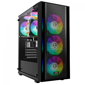 Gabinete Gamer Gamdias Aura GC2 Elite ARGB, Vidro Temperado, ATX, Mid Tower, Com 4 Fans, Sem Fonte, Black