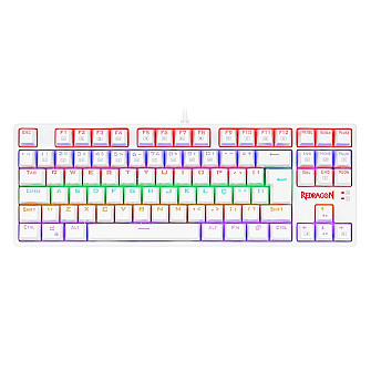 Teclado Mecanico Gamer Redragon Daksa Lunar White, Rainbow, USB, Switch Brown, Compacto, ABNT2, Branco - K576W-R (PT-BROWN)