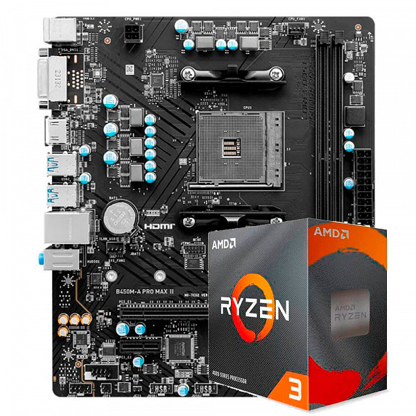 Kit Upgrade, AMD Ryzen 3 4100, Placa Mãe Chipset B450