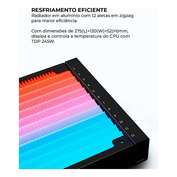 Water Cooler Gamemax Iceburg 240 Digital BK, ARGB, 240mm, Intel-AMD, Preto