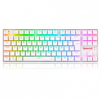 Teclado Mecânico Gamer Sem Fio Redragon Kumara Pro, RGB, Bluetooth, Switch Brown, Branco - K552RGB-BRS-W