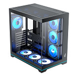 Gabinete Gamer VINGAR Misterium Mid Tower ARGB com 10 Fans e Controladora, Vidro Temperado, USB-C, Suporte ATX, Preto