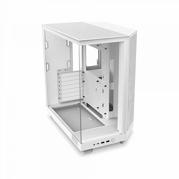 Gabinete Gamer NZXT H6 Flow, Flow Edition, ATX, Mid Tower, Lateral em Vidro Temperado, Branco - CC-H61FW-01