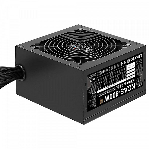 Fonte Aerocool ATX 800W, 80 Plus Bronze, não-modular, PFC Ativo, bivolt automática, sem LED/RGB, com cabo KCAS-800W