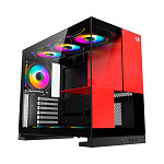 Gabinete Gamer Redragon Eternal P&V, Mid Tower, ARGB, ATX, Lateral em Vidro, Sem Fans, Preto e Vermelho - CA-612BR