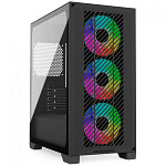 Gabinete Gamer Cooler Master Elite 301, ARGB, Vidro Temperado, Mid Tower, mATX, Com 3 Fans, Preto, E301-KGNN-S00