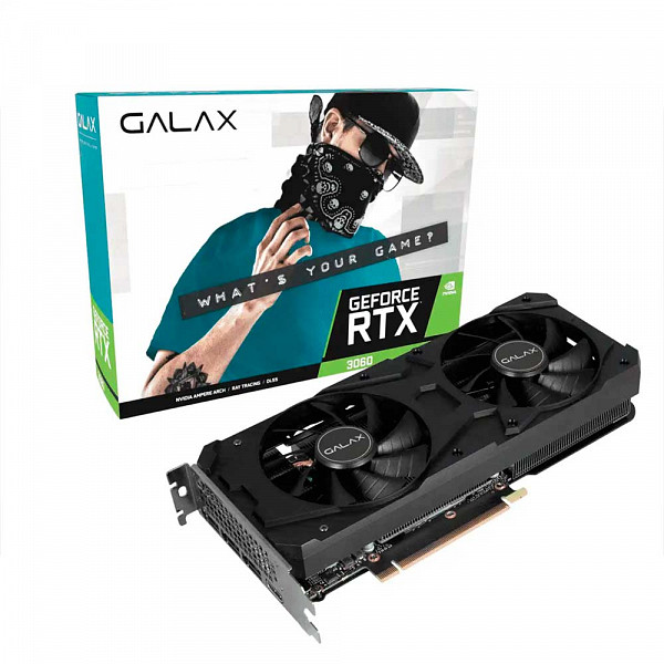 Placa de Vídeo GALAX GeForce RTX 3060 (1-Click OC) 12GB GDDR6 192Bits - 36NOL7MD1VOC - LHR
