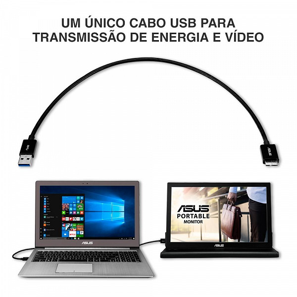 Monitor Portátil Asus 15.6´, Widescreen, USB 3.0, Prata/Preto - MB168B