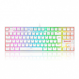 Teclado Magnético Gamer Redragon Kumara Pro Lunar White RGB Branco Switch Azul