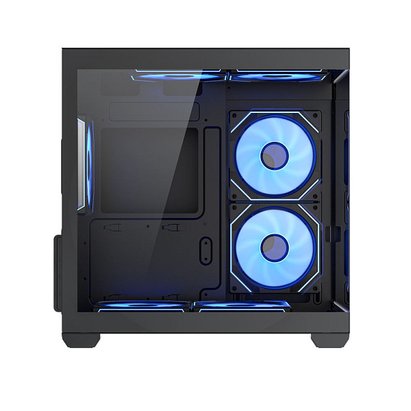 Gabinete Gamer VINGAR Misterium Mini, Lateral de Vidro, Preto, 7 Fans ARGB e Controladora