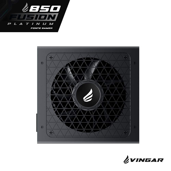 Fonte Gamer VINGAR Fusion 850W Platinum, 850W, Teclab Extreme, Modular, PFC Ativo, Com Cabo, Preto