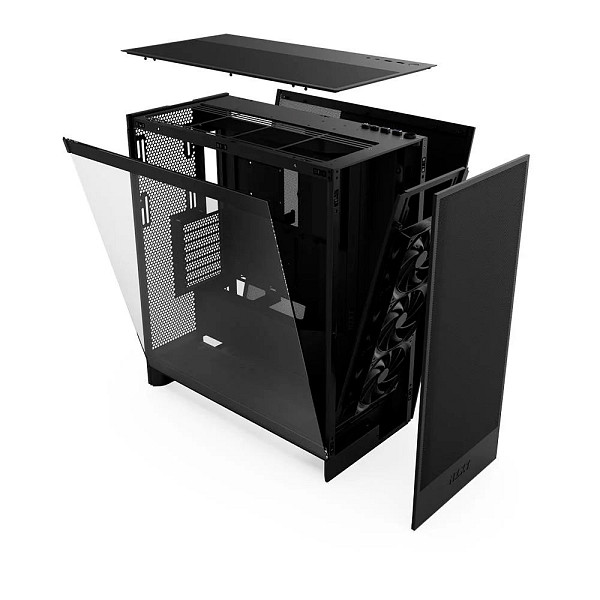 Gabinete Gamer NZXT H7 Flow, Mid-Tower, E-ATX, Lateral em Vidro Temperado, Com 3 Ventoinhas, Preto - CM-H72FB-01
