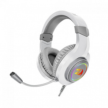 Headset Gamer Redragon Hylas Lunar White Drivers 50mm Controle de Volume RGB Branco USB + P2 Com Microfone - H260-W