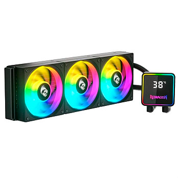 Water Cooler Redragon CCW-3017 Preto 360mm ARGB 2550 RPM com Display, USB Tipo-C Intel LGA 1851 AMD AM5
