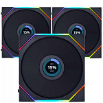 Kit Fan Com 3 Unidades Lian Li Uni Fan TL LCD, RGB, 120mm, Com Tela, Preto, 12TLLCD3B BLACK