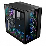 Gabinete Gamer Rise Mode Galaxy Glass Standard, Mid Tower, ARGB, ATX, Lateral e Frente em Vidro, 10x Cooler Fan, Preto - RM-GA-GGSB-ARGB