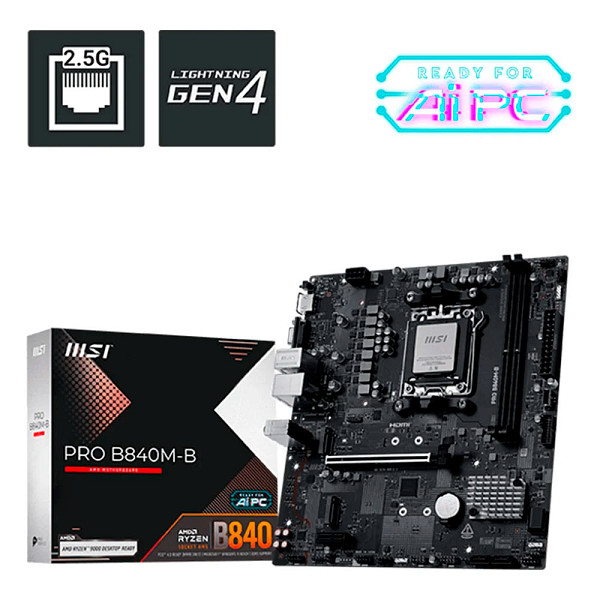 Placa Mae MSI Pro B840M-B, DDR5, Socket AMD AM5, M-ATX, Chipset AMD B840, PRO-B840M-B