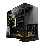 Gabinete Gamer Geometric Future Model 5, ARGB, Mid-Tower, Lateral de Vidro, Com 5 Fans, Preto e Cinza, GEO-M5F-BG