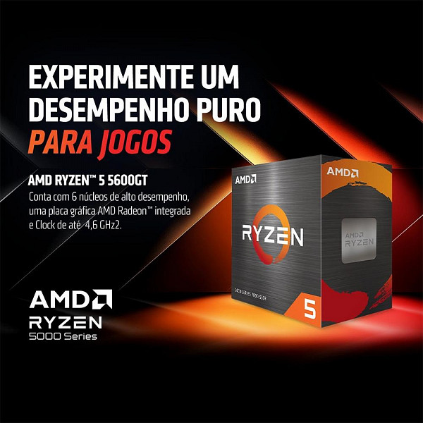 Processador AMD Ryzen 5 5600GT, 3.6 GHz, (4.6GHz Max Turbo), Cachê 4MB, 6 Núcleos, 12 Threads, AM4 - 100-100001488BOX