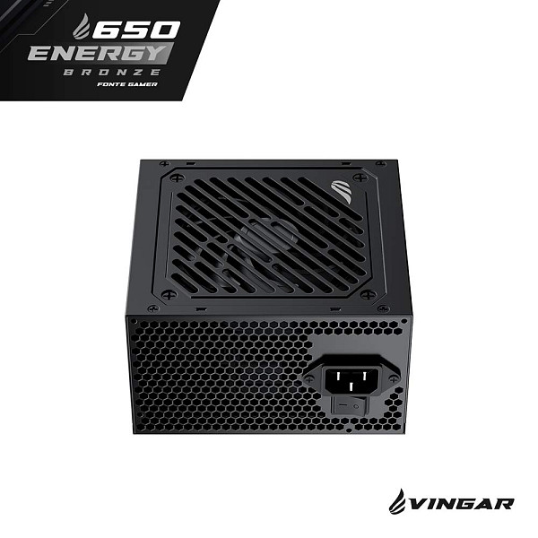 Fonte VINGAR Energy 650W Bronze, 650W, 80 Plus Bronze, Com Cabo, Preto – BR