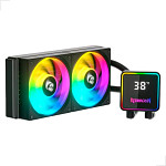 Water Cooler Redragon CCW-1021 Preto 240mm ARGB 2550 RPM com Display, USB Tipo-C Intel LGA 1851 AMD AM5