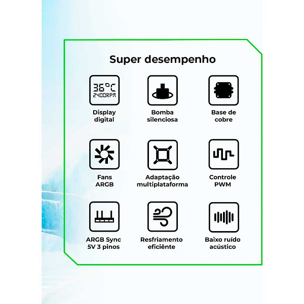 Water Cooler Gamemax Iceburg 240 Digital BK, ARGB, 240mm, Intel-AMD, Preto