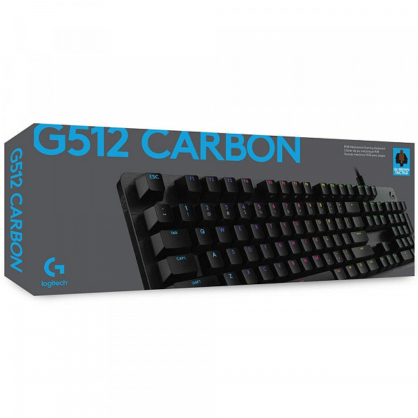 Teclado Mecânico Gamer Logitech G512 Carbon, RGB, Switch GX Brown, ABNT2 - 920-009400