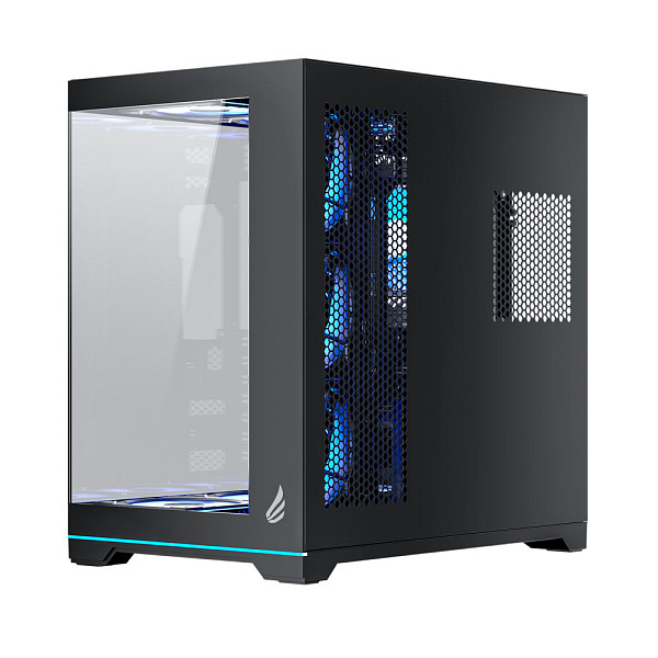 Gabinete Gamer VINGAR Misterium Mid Tower ARGB com 10 Fans e Controladora, Vidro Temperado, USB-C, Suporte ATX, Preto