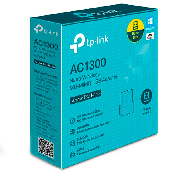 Adaptador Wireless TP-Link Archer T3U Nano Wireless MU-MIMO AC1300 - TPN0318