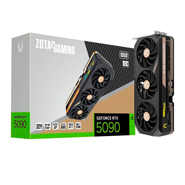 Placa de Video Zotac GeForce RTX 5090 Solid OC, 32GB, GDDR7, 512-bit, ZT-B50900J-10A