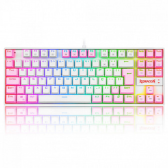 Teclado Mecânico Gamer Redragon Kumara, Switch Blue, RGB, ABNT2, White/Pink, K552WP-RGB PT-BLUE