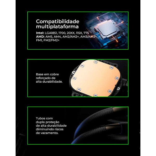 Water Cooler Gamemax IceBurg 240N2 Digital BK, ARGB, 240mm, Intel-AMD, Preto
