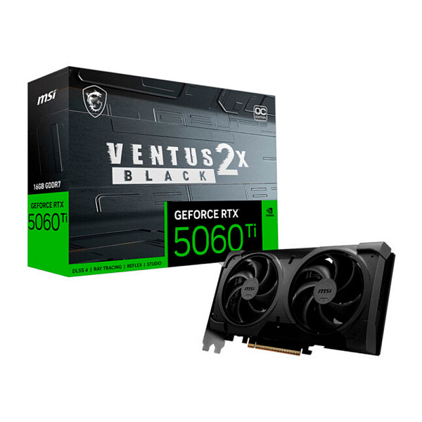 Placa De Vídeo Nvidia Geforce Msi RTX5060ti Ventus Oc Black Plus 2x 16gb - 128 Bits - HDMI/3x Dp - 912-V535-088