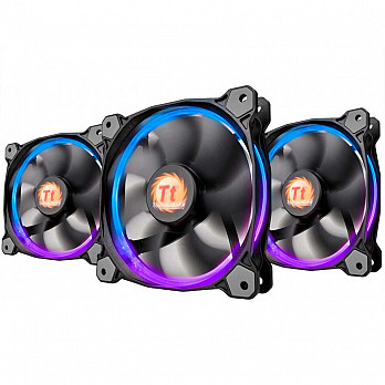 Kit Fan com 3 Unidades Thermaltake Riing 12, RGB 120mm, CL-F042-PL12SW-B