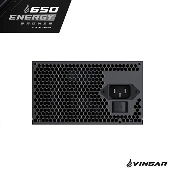Fonte VINGAR Energy 650W Bronze, 650W, 80 Plus Bronze, Com Cabo, Preto – BR