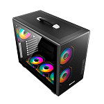 Gabinete Gamer Redragon Magic Box Preto ATX Compacto Sem Fans Painel Frontal Mesh USB 3.0 Slots PCI Rotacionáveis Com Alça CA-616B